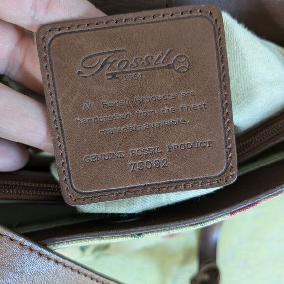 Fossil Bag Purse Yellow Floral Pink Leather Vintage Y2K Rose Cottage Grunge - Picture 10 of 16